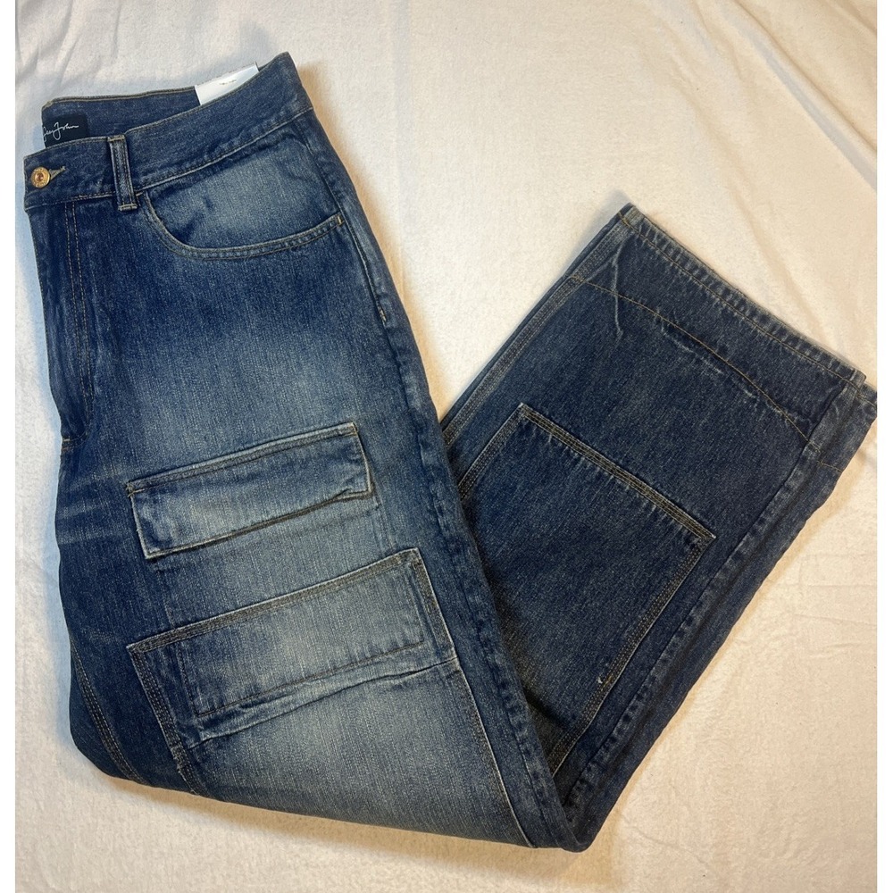 VTG NWT Sean John Collection‎ Victory Wash Regal Distortion Blue Jeans Waist 36
